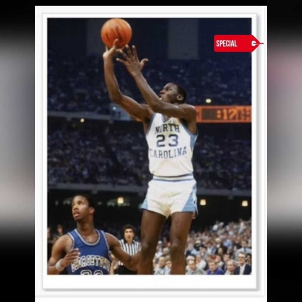 MICHAEL JORDAN 1982 UNC WINNING SHOT AGAINST GEORGETOWN 8.5x11 GLOSSY POSTER!